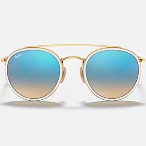 Ray-Ban Gold Frame Blue Gradient Sunglasses - NEW